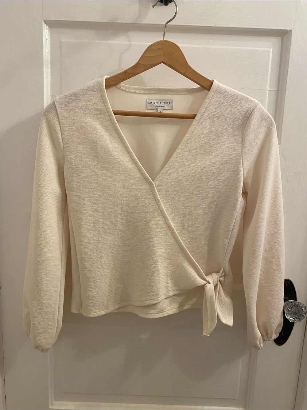 Madewell Cream Wrap Tie Blouse with Side Knot